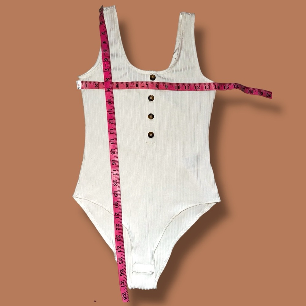 H&M Bodysuit NWOT White Ribbed Button Details Front - Size Small 🍠- Picture 13 of 16